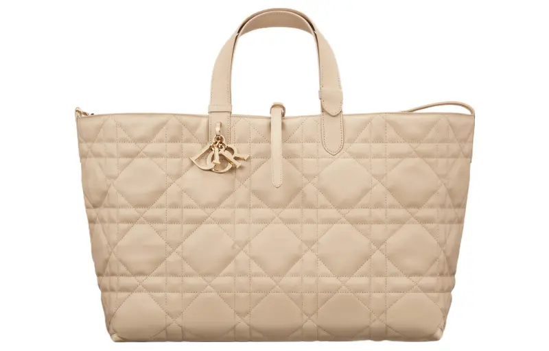 DIOR Toujours Calfskin Native Handbag Large Women's Pink Beige