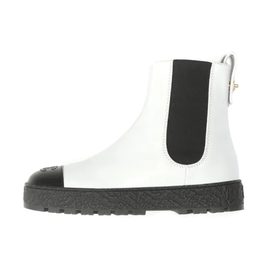 CHANEL Chelsea Boots Women's Black White
