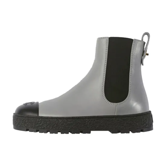 CHANEL Chelsea Boots Women's Gray Black