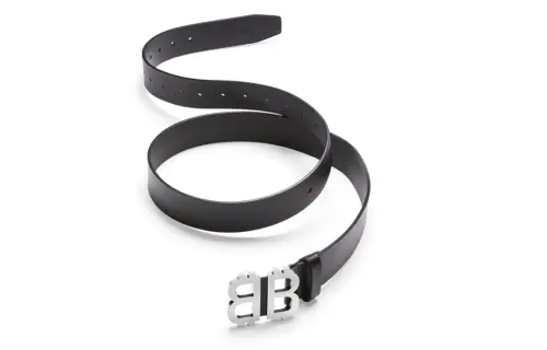 Balenciaga Cow Leather Belts Men's Black Width 3.5cm