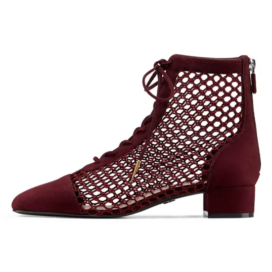 DIOR Naughtily-D Ankle Boots Women's Burgundy