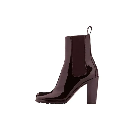 Bottega Veneta Patent Leather Ankle Boot Brown Women's