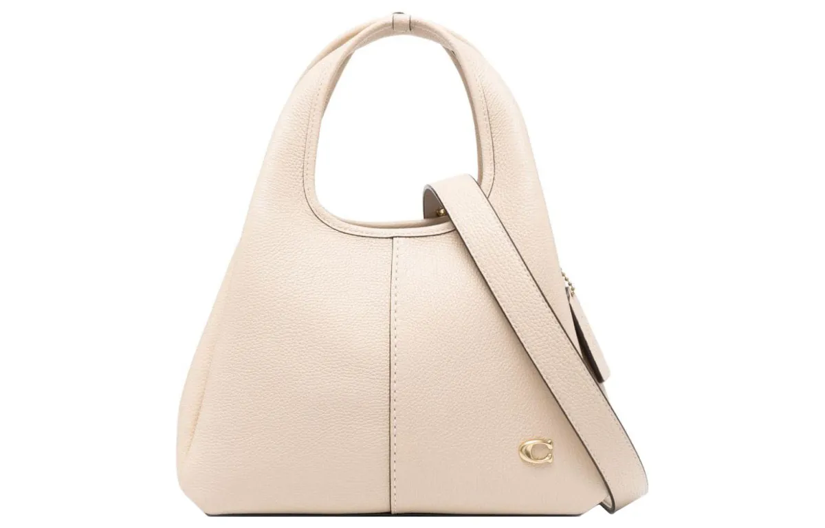 COACH Lana Leather One Shoulder Handbag Medium Women's Ivory White