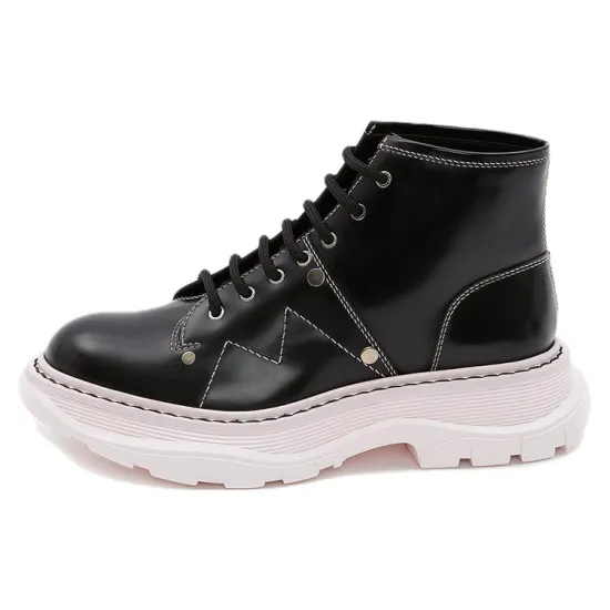 Alexander McQueen Tread Lace-Up Boot Black Pink Women's