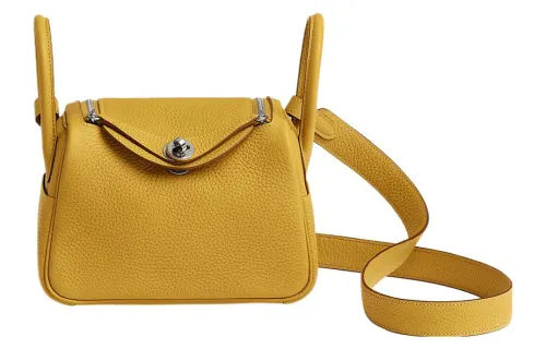 HERMES Lindy Taurillon Clemence Cow Leather Crossbody Handbag 19 Women's B4 Sun Sunshine Gold