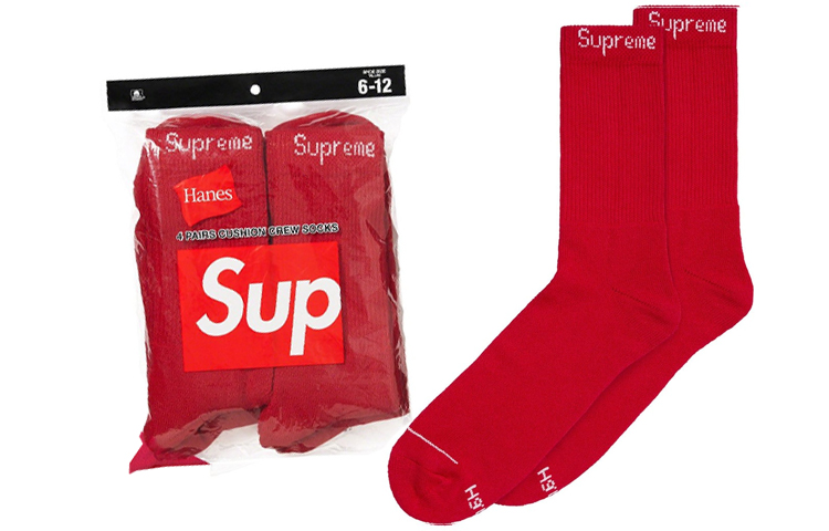 Supreme FW23  WEEK1 x HANES®  FW23 CREW SOCKS (4 PACK) Logo  4