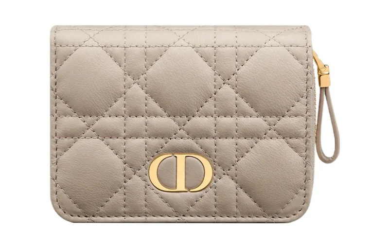 DIOR Caro Calfskin Wallet Women's Sand