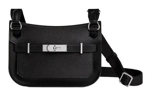 HERMES Jypsiere Silver Tone Buckle Evergrain Calfskin Crossbody Bag, Shoulder Bag Mini Women's 89 Noir Black