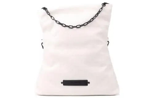 KARL LAGERFELD letter embossed folding details adjustable detachable shoulder strap PU shoulder bag women's white