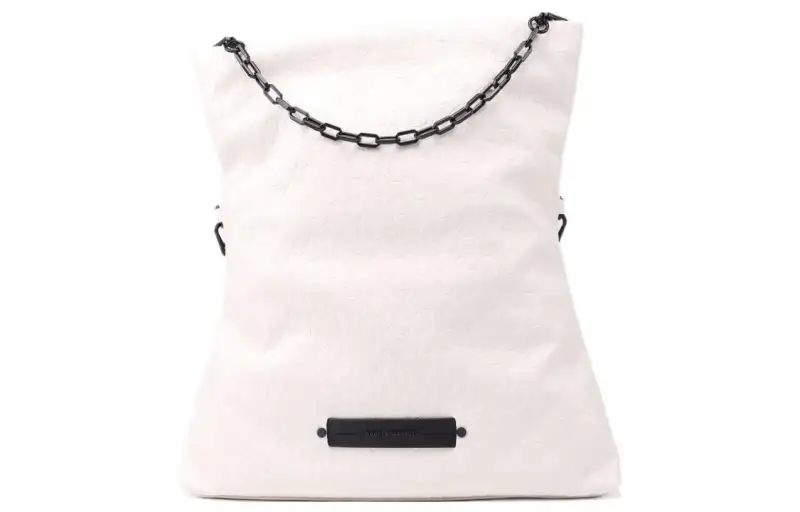 KARL LAGERFELD letter embossed folding details adjustable detachable shoulder strap PU shoulder bag women's white