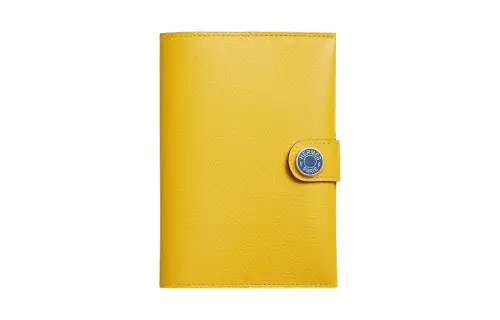 HERMES R.M.S Evercolor Leather Passport Holder Men's Yellow