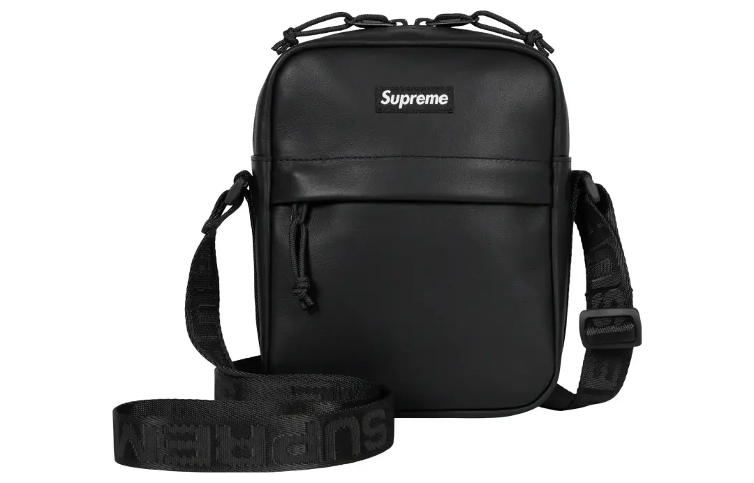 Supreme Cow Leather Crossbody Bag, Shoulder Bag Regular Unisex Black