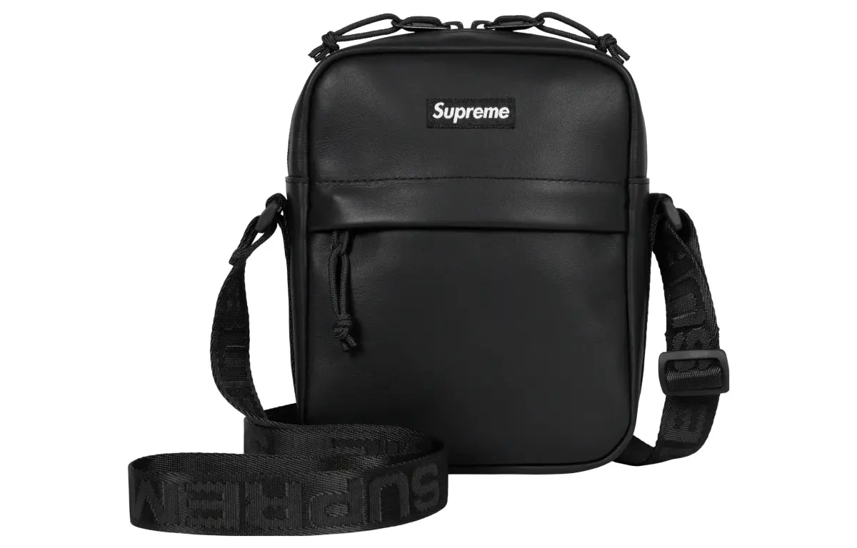 Supreme Cow Leather Crossbody Bag, Shoulder Bag Regular Unisex Black