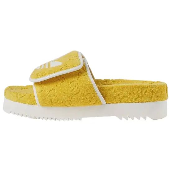GUCCI X Adidas Originals GG Platform Sandals Yellow