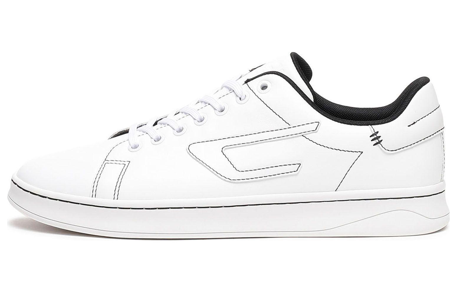 DIESEL Кожаная обувь Diesel S-Athene с круглым носком. со шнурками Низкая банда панель обувь мужской стиль белый