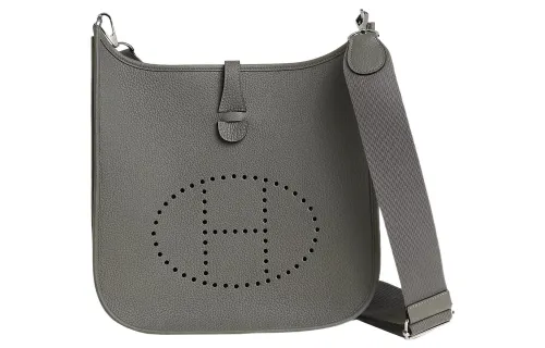 HERMES Evelyne Clemence Bullock Leather Crossbody Bag, Shoulder Bag 29 Women's 0L Grismeyer Rain Cloud Gray