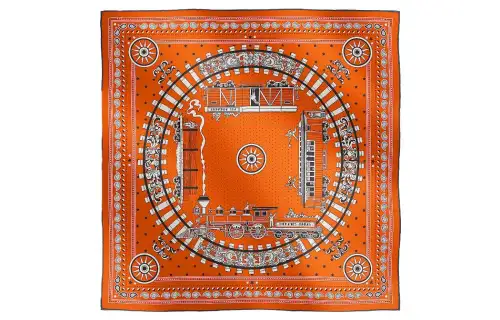 HERMES Silk Scarves Women's Orange