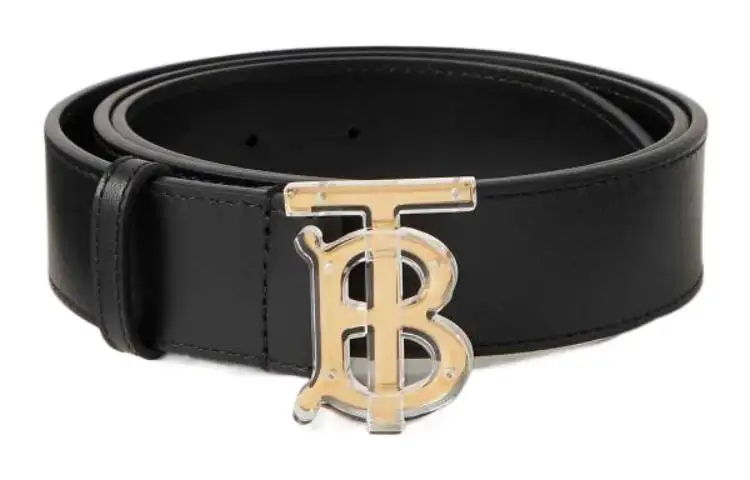 Burberry Leather Belts Men's Black Width 3.5cm