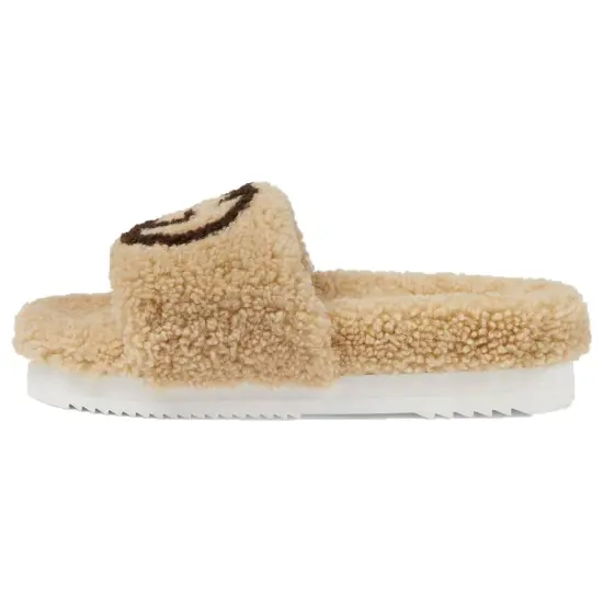 GUCCI Slide Interlocking G Wool Light Brown Women's