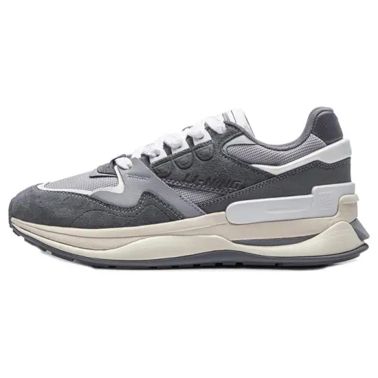 LiNing 001 Innocence V2 Innocent V2 Anti-Slip Wear-Resistant Low-Top Casual Shoes Iron Asphalt Gray