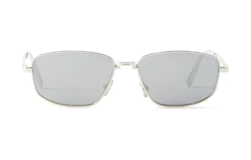 DIOR Metal Irregular Shape Sunglasses Men's Silver