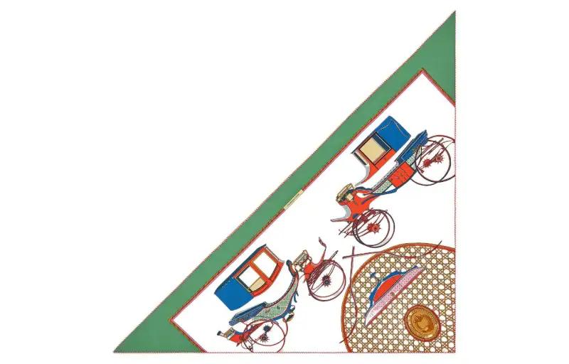 HERMES Les Voitures A Transformation Shawls Women's Green