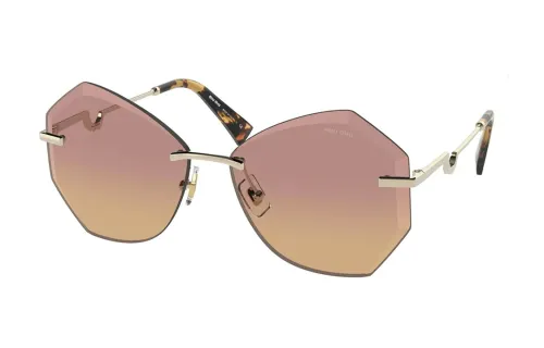 MIU MIU Metal Irregular Shape Sunglasses Women's Brown