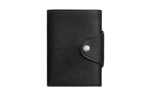HERMES Iliade Cow Leather Wallet Men's 89 Noir Black