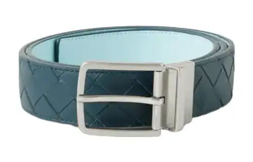 Bottega Veneta Woven Pin Buckle Leather Belts Men's Blue Width 3.5CM