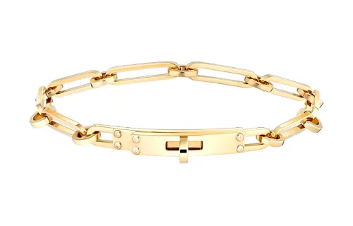 HERMES 18K Gold Diamond Bracelets Women's Gold