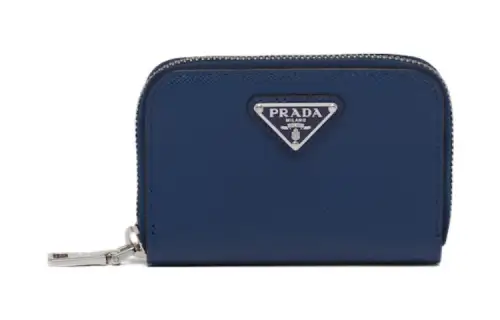 PRADA Saffiano Cow Leather Coin Purse Wallet Men's Marine Blue