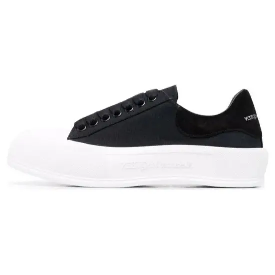 Alexander McQueen Deck Skate Plimsoll Lace Up 'Black White Sole'