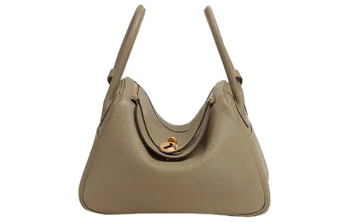 HERMES Lindy Clemence Bullock Leather Shoulder Bag 26 Women's 8Q BEIGE MARFA Beige
