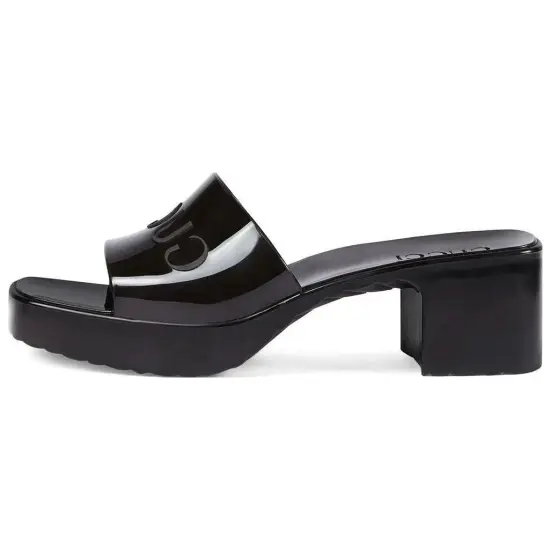 GUCCI 60mm Slide Sandal Black Rubber Women's