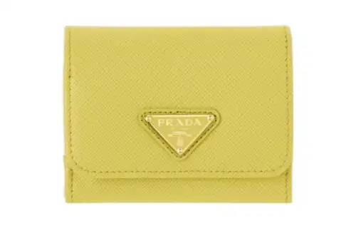 PRADA Saffiano Cow Leather Wallet Women's Pomelo Yellow