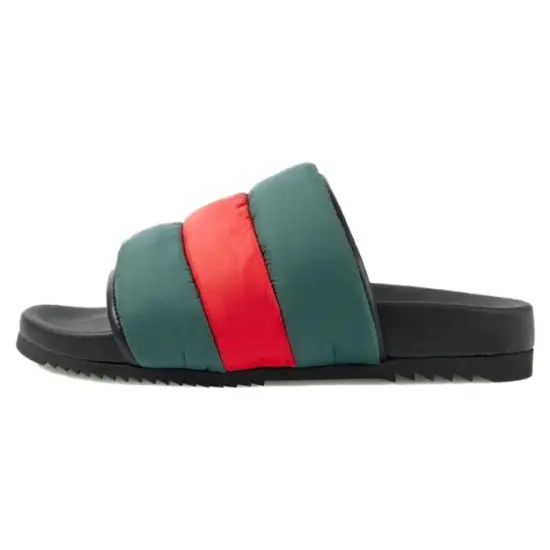 GUCCI Padded Web Slide Green Red Web Women's