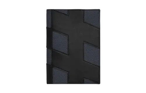 HERMES H Tag Evercalf Epsom Leather Passport Holder Women's Black & Indigo
