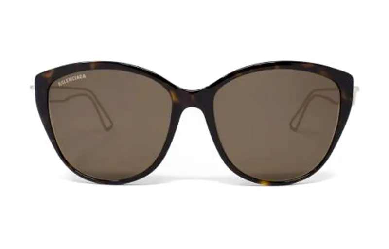 Balenciaga Acetate Irregular Shape Sunglasses Women's Brown