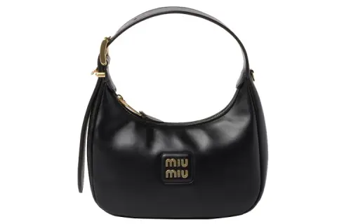 MIU MIU Leather Hobo Bag, Handbag, Shoulder Bag Women's Black