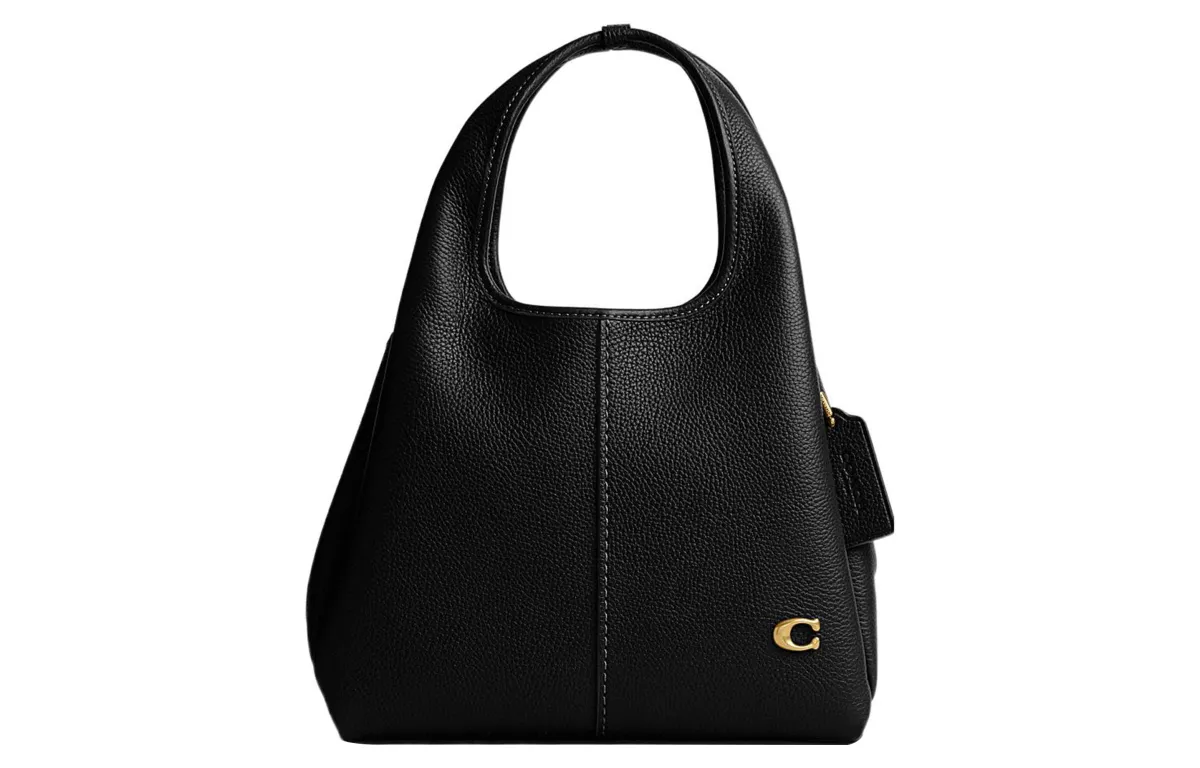 COACH Lana Pebbled Leather One Shoulder Handbag Medium Women's Black