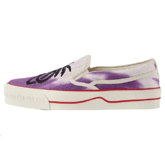 GUCCI Tennis 1977 Skateboard Shoes Men Low-Top White Purple