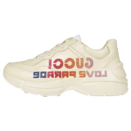 GUCCI Rhyton Glitter-Logo Chunky Sneaker Love Parade Off-White Women's