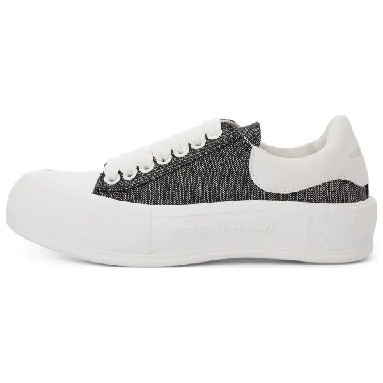 Alexander McQueen Deck Casual Shoes Women's Low-Top Black White/Silver