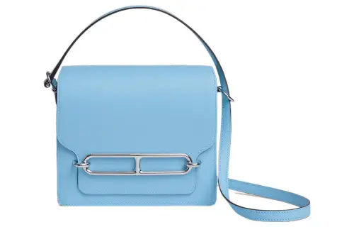 HERMES Roulis Silver Tone Buckle Swift Calfskin Crossbody Bags Mini Women's 7N Celeste Sky Blue