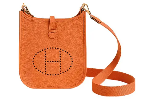HERMES Evelyne Clemence Bullock Leather Crossbody Bag, Shoulder Bag 16 Women's G0 Orange Field Open Country Orange