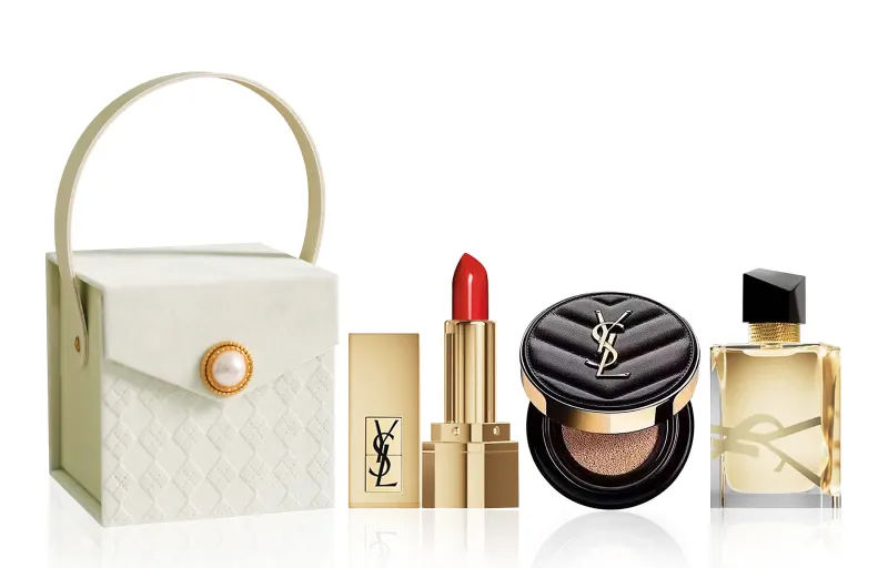 YSL, soft heel, lipstick, perfume, set, #1966, 3 piece set