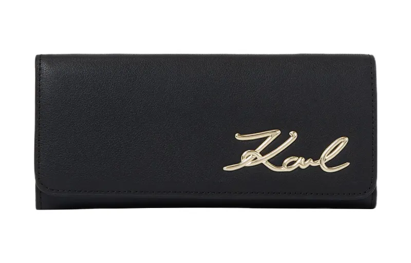 KARL LAGERFELD / Karl Lagerfeld Jeans Cowhide With Polyurethane Wallet Women's Black