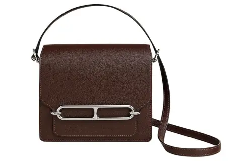 HERMES Roulis Evercolor Calfskin Shoulder Bag, Crossbody Bag Mini Women's Mocha
