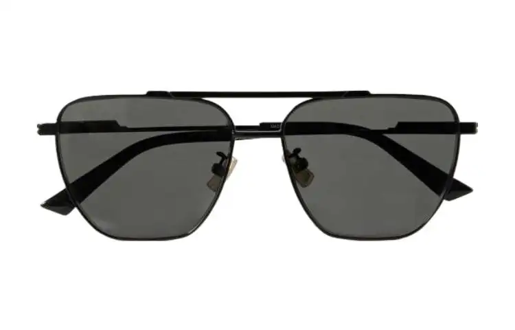 Bottega Veneta Metal Irregular Shape Sunglasses Men's Black