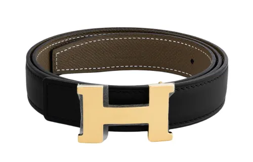 HERMES Calfskin Leather Belts Women's Width 2.4cm